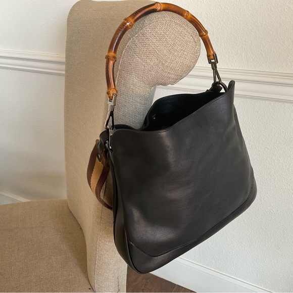 GUCCI LEATHER / BAMBOO HANDLE Snap closure handbag/shoulder bag - Picture 10 of 11